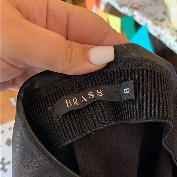 Brass Vegan Leather Pants - Picture 3 of 3